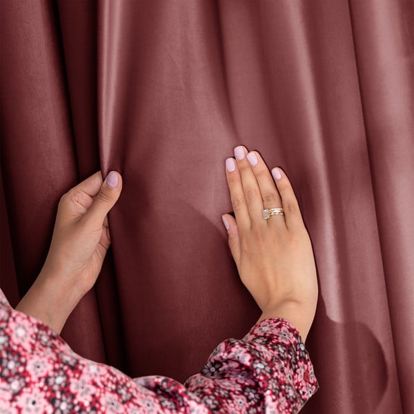 Roosa sametist dimout-kardin 140 × 270 cm Eyelets – Restilo-image-3