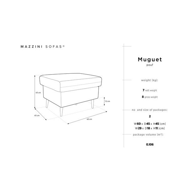 Černý puf Mazzini Sofas Muguet, 60 x 45 cm-image-4