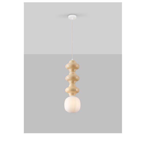 Valge/kreemikas keraamiline ripplamp klaasist varjuga, ø 18 cm Clio - Nova Luce-image-4