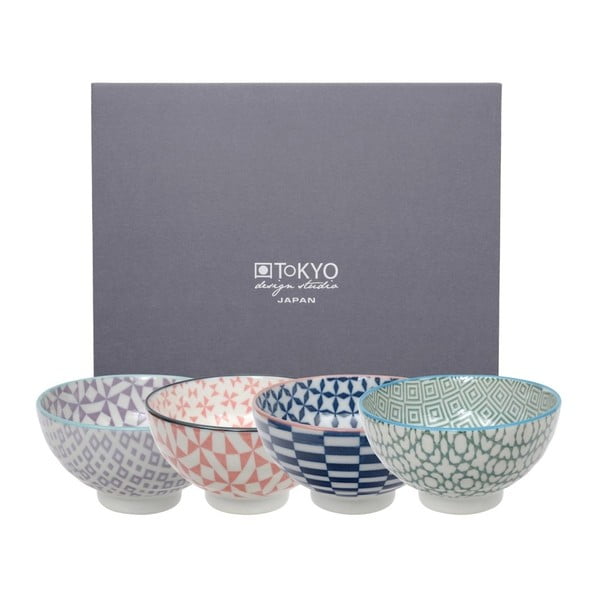 Sada 4 porcelánových misek na rýži Tokyo Design Studio Geo Eclectic