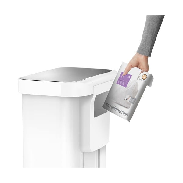 Valge astmeline terasest prügikast 55 l - simplehuman-image-4