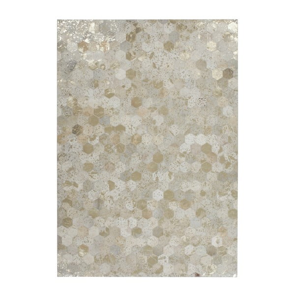 Krémovo-zlatý kožený koberec Daz, 120x170cm