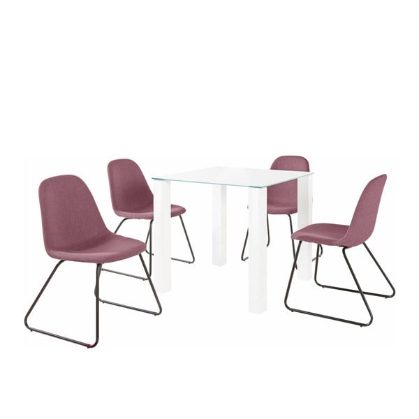 Sada stolu a 4 růžových židlí Støraa Dante Colombo