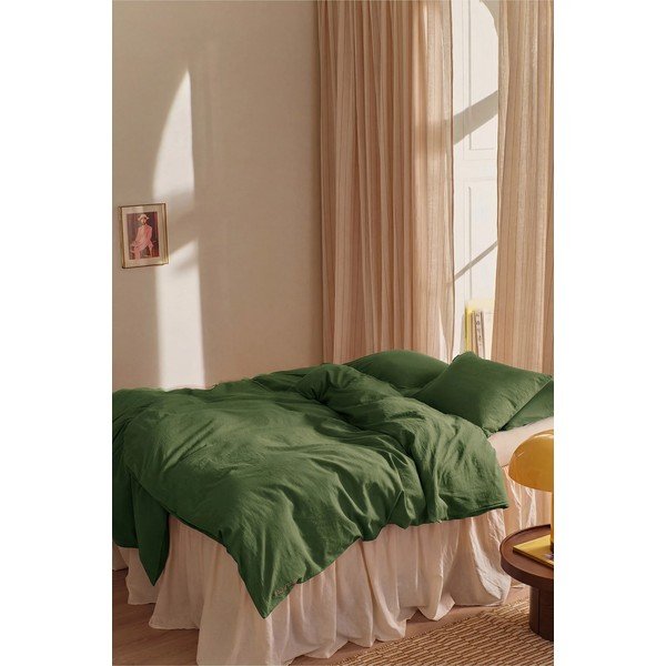 Roheline linane voodipesu üheinimesevoodile 150x200 cm Elly - Ellos Home-image-1