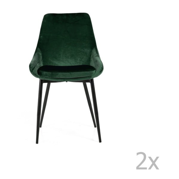 Sada 2 zelených jídelních židlí se sametovým potahem Tenzo Lex