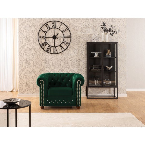 Roheline sametist chesterfieldi tool York Blik - Ropez-image-1