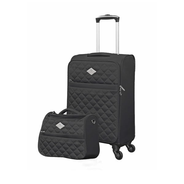 Set černého cestovního kufru na kolečkách a menšího kufříku GERARD PASQUIER Valises Cabine & Unity Case