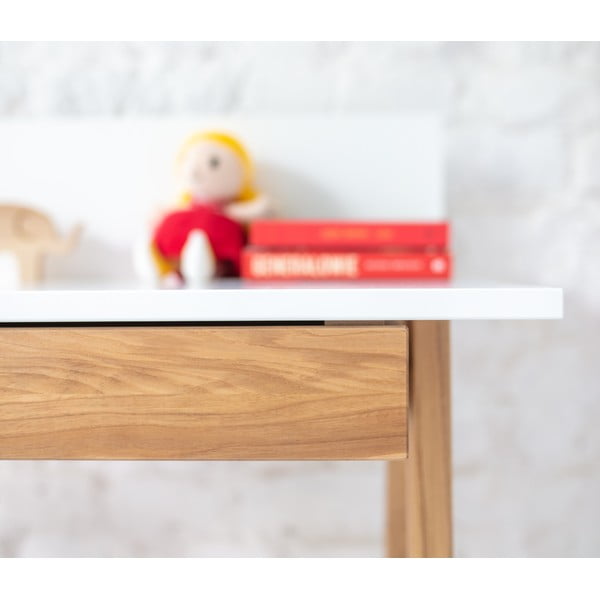 Valge laud saarepuidust alusega , pikkus 110 cm Luka - Ragaba-image-4