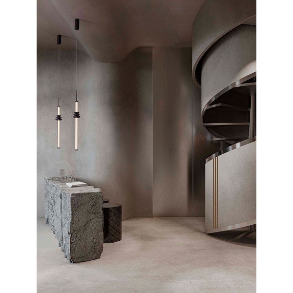 Mattmust keraamiline hämardatav LED-rippvalgusti akrüülklaasist varjuga, ø 8 cm Stalactite - Nova Luce-image-1