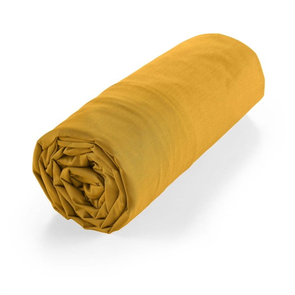 Kollane orgaanilisest puuvillast kummiga lina 160x200 cm Biolina - douceur d'intérieur-image-4