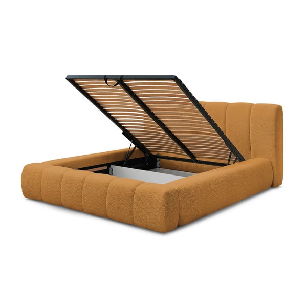 Sinepivärvi polsterdatud kaheinimesevoodi koos panipaiga ja voodipõhjaga 160x200 cm Denali - Bobochic Paris-image-4