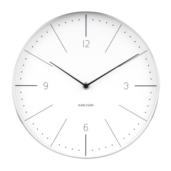 Bílé nástěnné hodiny s detaily ve stříbrné barvě Karlsson Normann, ⌀ 28 cm