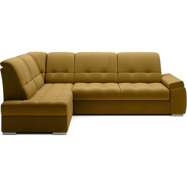 Kollane sametist lahtikäiv/sahtliga nurgadiivan (vasak nurk/L-kujuline) Sado – ELTAP