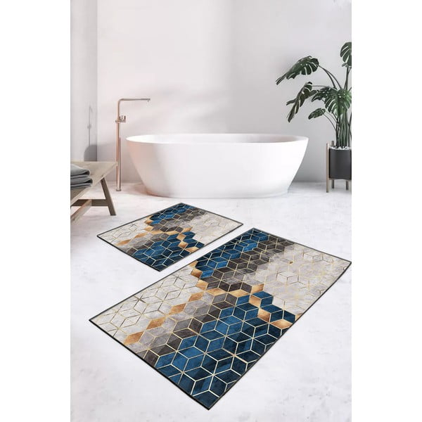 Sinihallid vannitoamatid 2tk komplektis 60x100 cm Optic - Mila Home-image-1