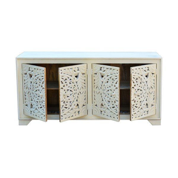 Kreem madal mangopuust kapp 85x40 cm Kalita - Støraa-image-2