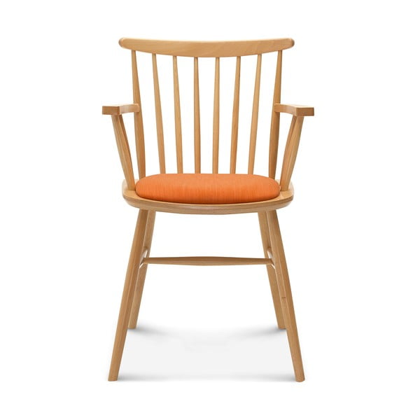 Dřevěná židle s oranžovým polstrováním Fameg Asger