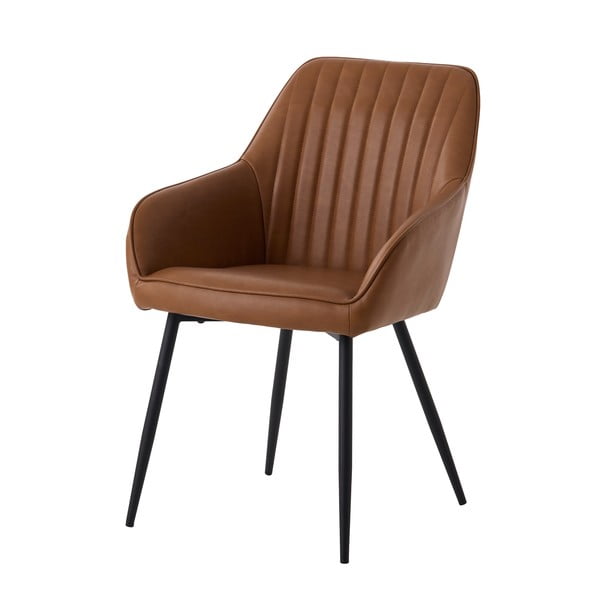 Pruunid käetugedega kunstnahast söögitoolid 2tk komplektis Nolan Stripe - Unique Furniture-image-2