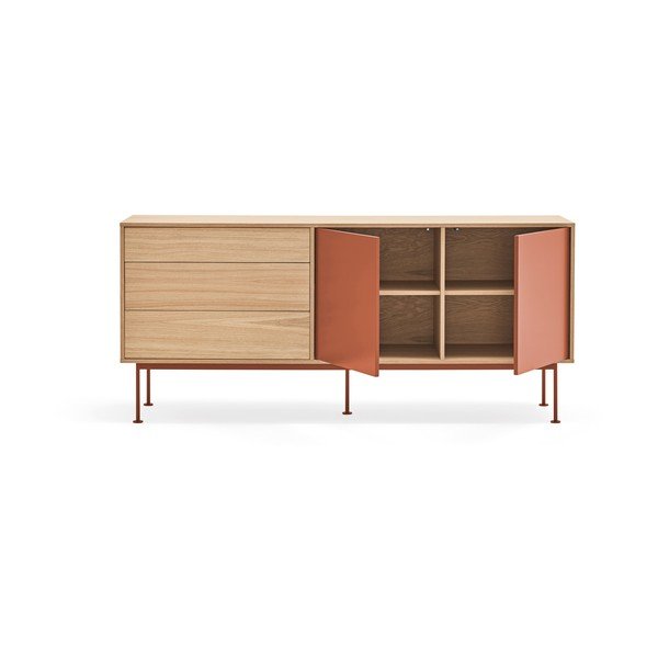 Tellistepunane tammespooniga kapp, laius 180 cm. Yoko - Teulat-image-4