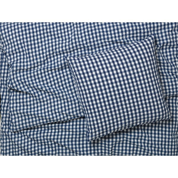 Valge ja tumesinine krepp voodipesu üheinimesevoodile 140x200 cm Bæk&Bølge - JUNA-image-1