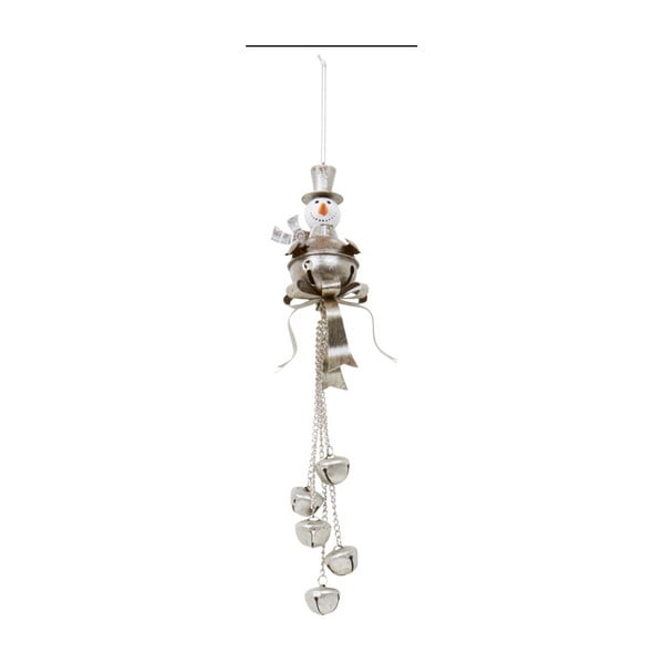 Závěsná dekorace Archipelago Silver SNowman With Bells, 30 cm