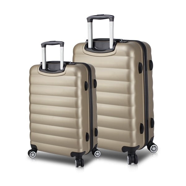 Sada 2 cestovních kufrů na kolečkách s USB porty ve zlaté barvě My Valice RESSNO Large & Medium