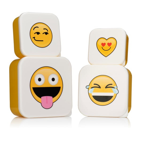 Sada 4 svačinových boxů NPW Emojinal Lunchboxes