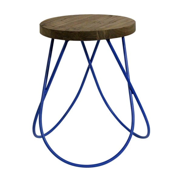 Odkládací stolek s modrými nohami z jilmového dřeva a kovu Red Cartel Lola