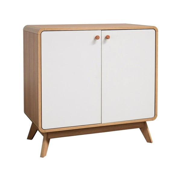 Valge madal kapp tammepuidust 75x75 cm Cassie - Støraa-image-1