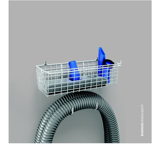 Seinale paigaldatav voolikuhoidja koos hoiuruumiga - Metaltex-image-1