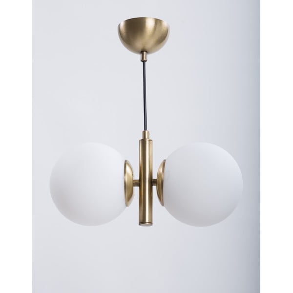 Kuldne-valge klaasist varjuga rippvalgusti ø 15 cm Monera - Squid Lighting-image-1