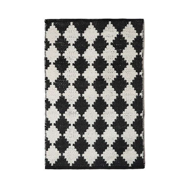 Černobílý bavlněný ručně tkaný koberec Pipsa Diamond, 60 x 90 cm