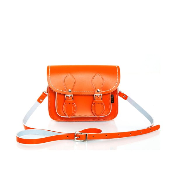 Kožená kabelka Satchel 18 cm, oranžová