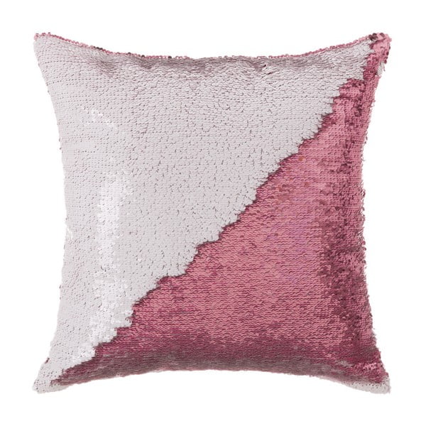 Bílo-růžový polštář s flitry Unimasa Glitter, 45 x 45 cm