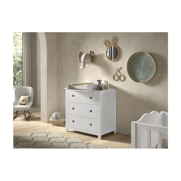 Valge mähkimisalus (sobiva kummuti sügavus 57 cm) Amori - Vipack-image-1