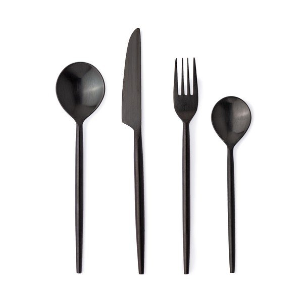 Mustad roostevabast terasest söögiriistad 16 tk 4 inimesele Bronte - Bizzotto