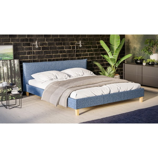 Sinine kaheinimese pehmendusega voodi koos võrega 180x200 cm Tina - Ropez-image-2