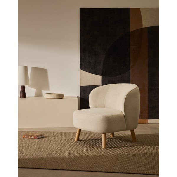 Kreem šenillist tugitool Ulit - Kave Home-image-1