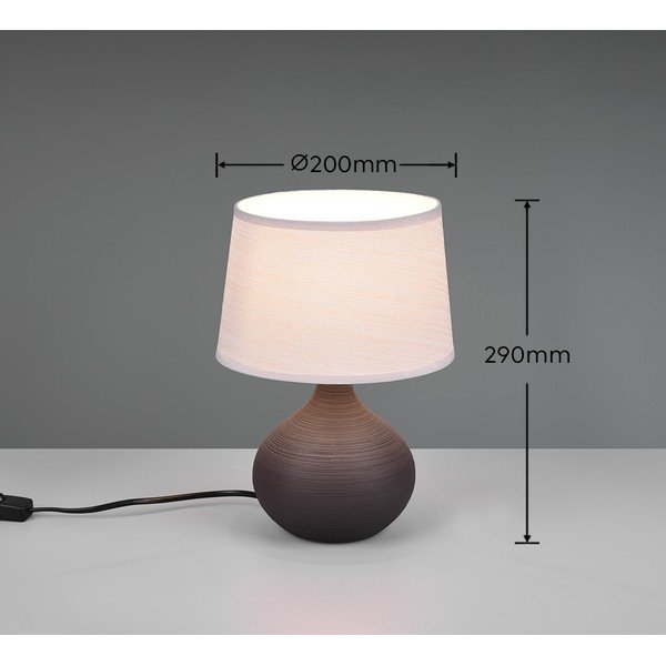 Tumepruun keraamilisest materjalist ja kangast laualamp, kõrgus 29 cm. Martin - Reality-image-3