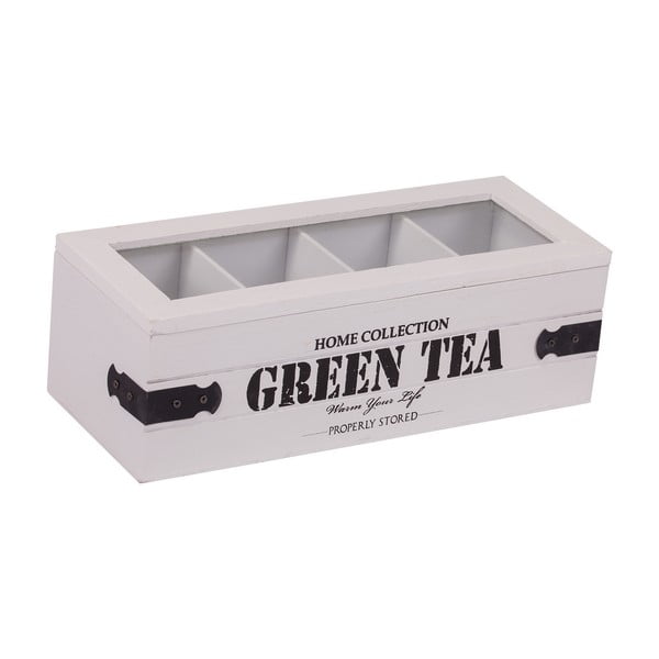 Bílý box se 4 přihrádkami na čaj Green Tea