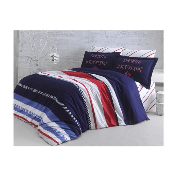 Povlečení na dvoulůžko z bavlny s prostěradlem Honroe, 200 x 220 cm-image-1