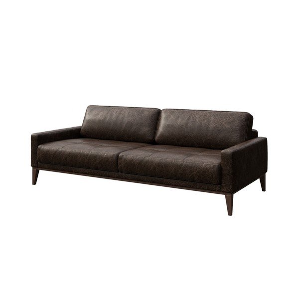 Tmavě hnědá kožená pohovka MESONICA Musso Tufted, 210 cm-image-2