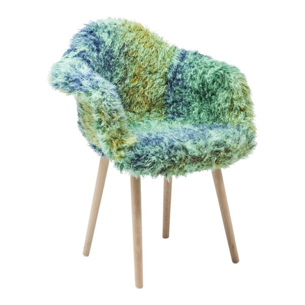 Zeleno-modrá jídelní židle s potahem z umělé kožešiny Kare Design Eyti