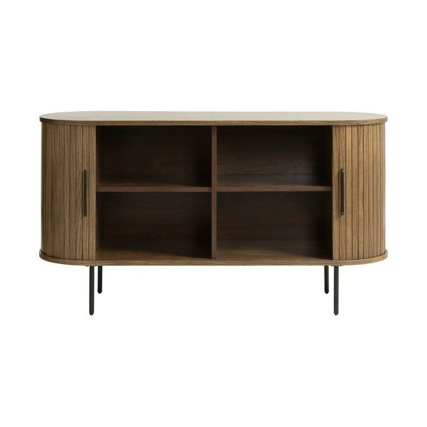 Pruun lükandustega madal kummut 140x76 cm Nola – Unique Furniture-image-4