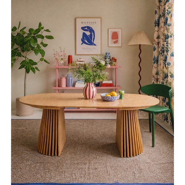 Ümmargune kokkupandav tammespooniga söögilaud ø 120 cm Osaka - House Nordic-image-3