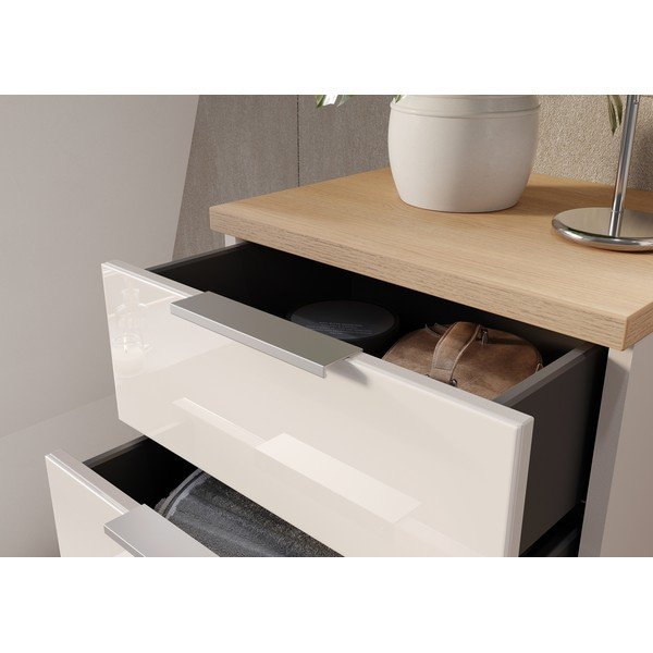 Kreemikas läikiv kõrge/kitsas vannitoakapp 39x112 cm Tavira - Germania-image-4