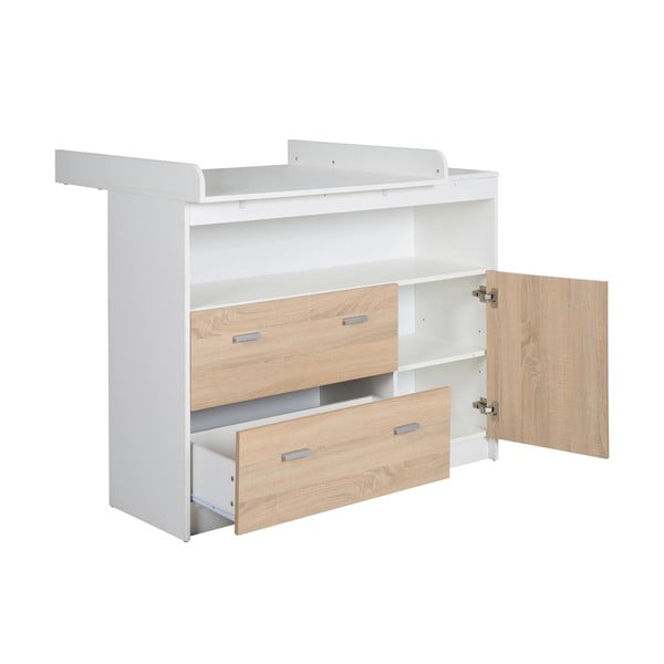 Tammedkooriga mähkimislaud valge-puiduvärvi 117x98 cm Gabriella – Roba-image-3