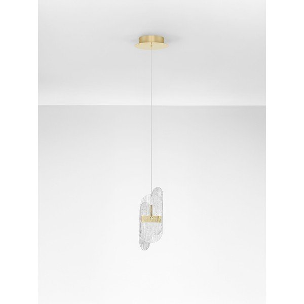 Metallist hämardatav LED-ripatslamp messingivärvis klaasist varjuga, läbimõõduga 14 cm Lucien - Nova Luce-image-3
