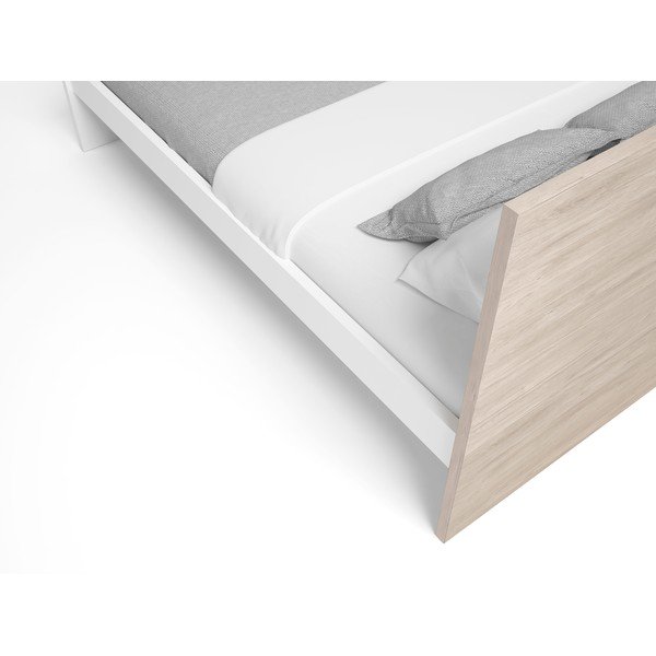 Valge/loomulik tammepuust kaheinimesevoodi 140x190 cm Sahara - Marckeric-image-4