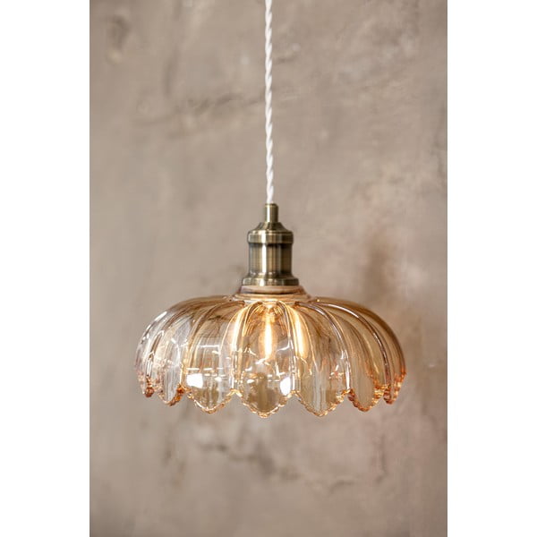 Messingivärvi-merevaigukollane rippvalgusti klaasist varjuga ø 25,5 cm Kurage - Markslöjd-image-1