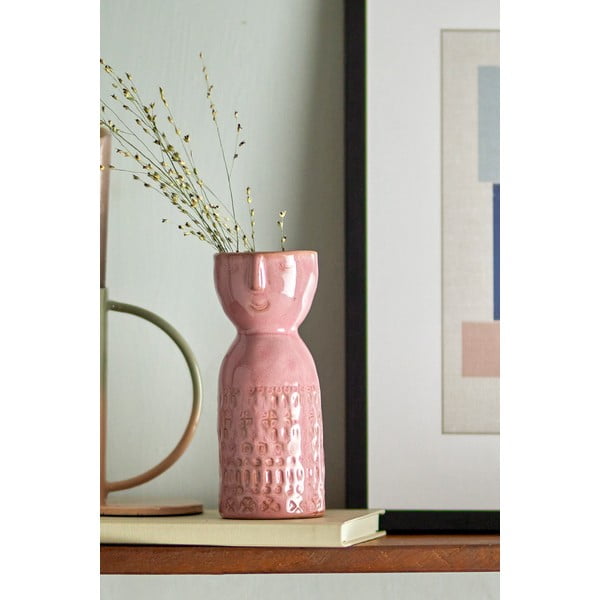 Roosa käsitsi valmistatud keraamiline vaas (kõrgus 14,5 cm) Embla - Bloomingville-image-1